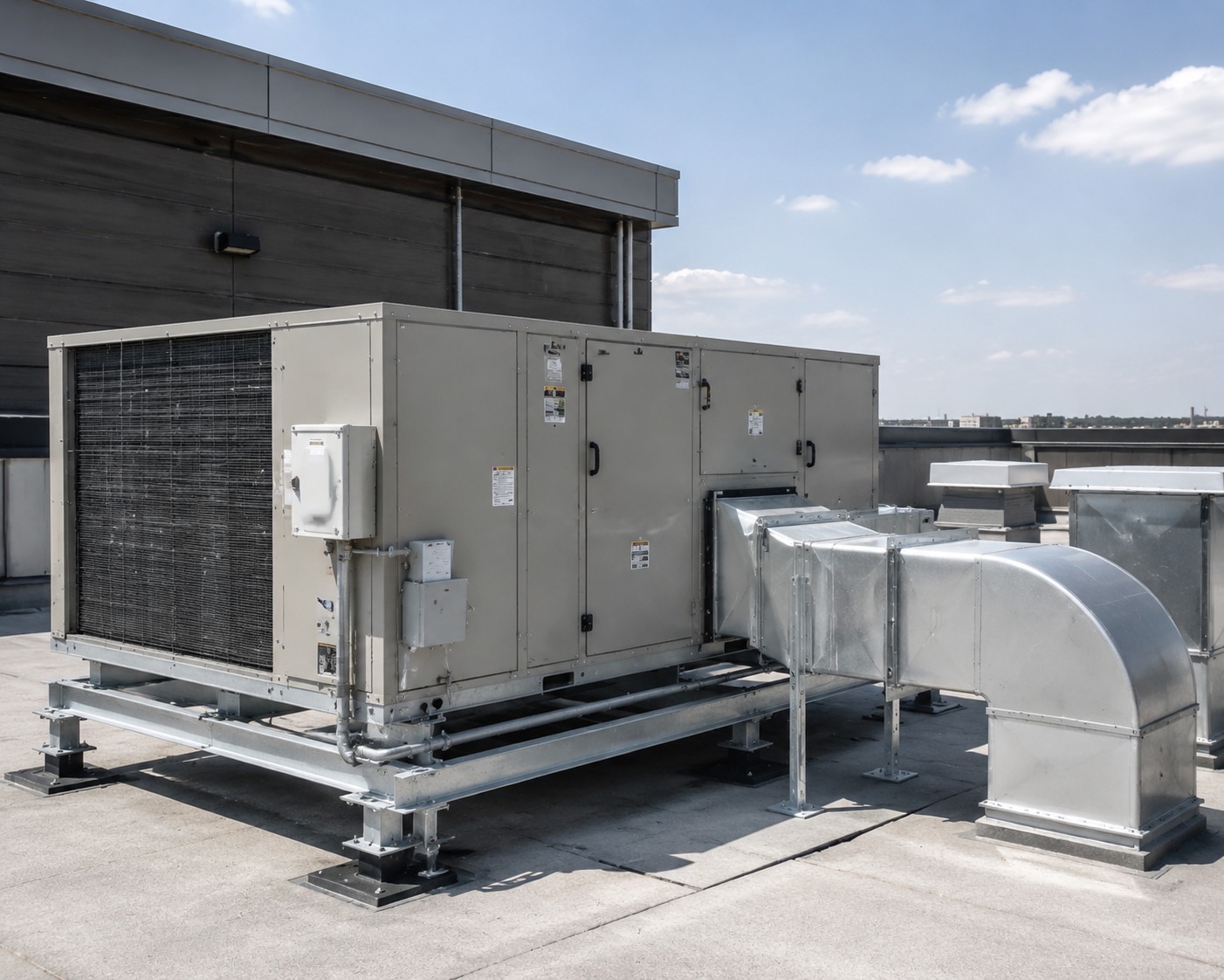 Commercial rooftop HVAC unit on a Tarrytown business