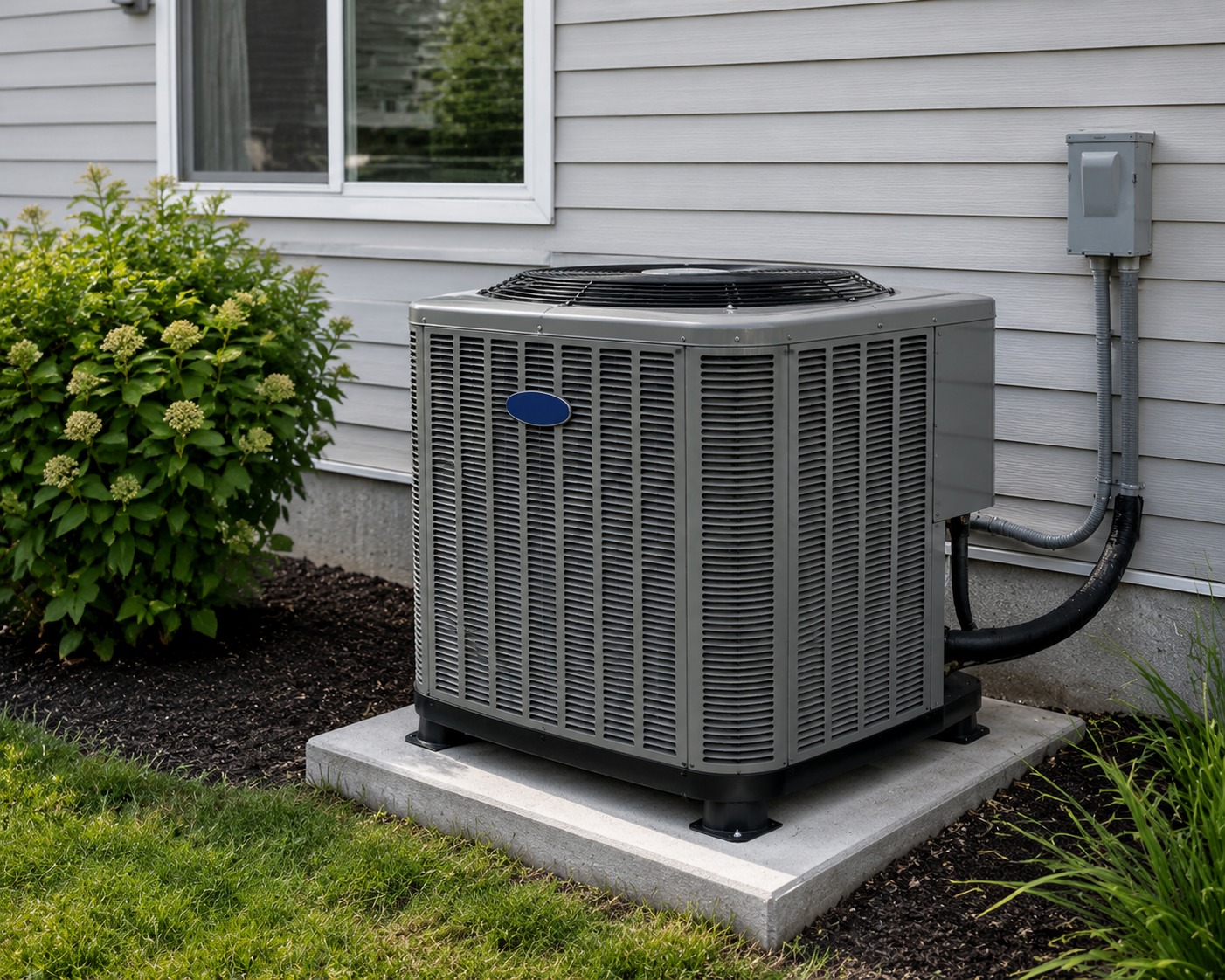 Residential HVAC system installed outside a Tarrytown home